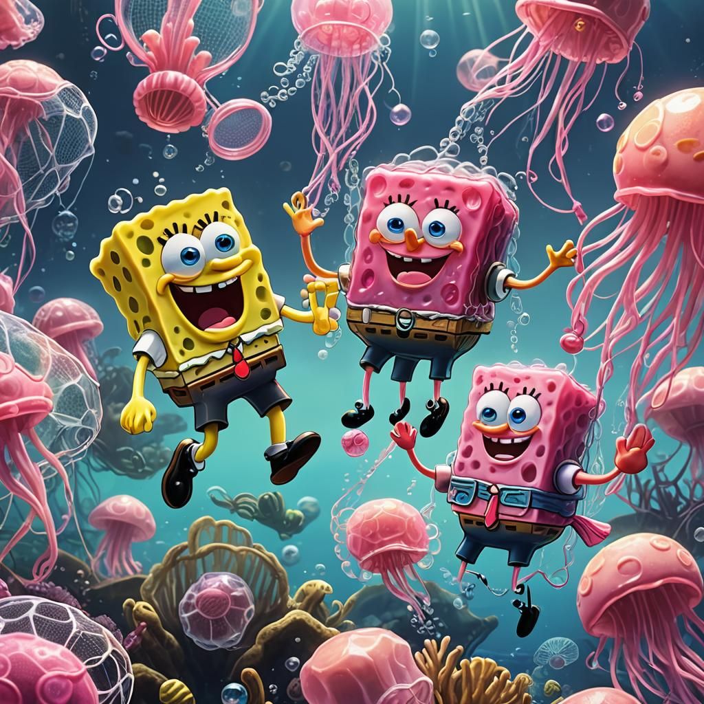 SpongeBob and Patrick Jellyfishing: Dreamy Concept Art
