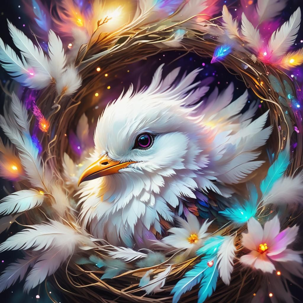 Cosmic Bird in Dreamlike Astral Landscape