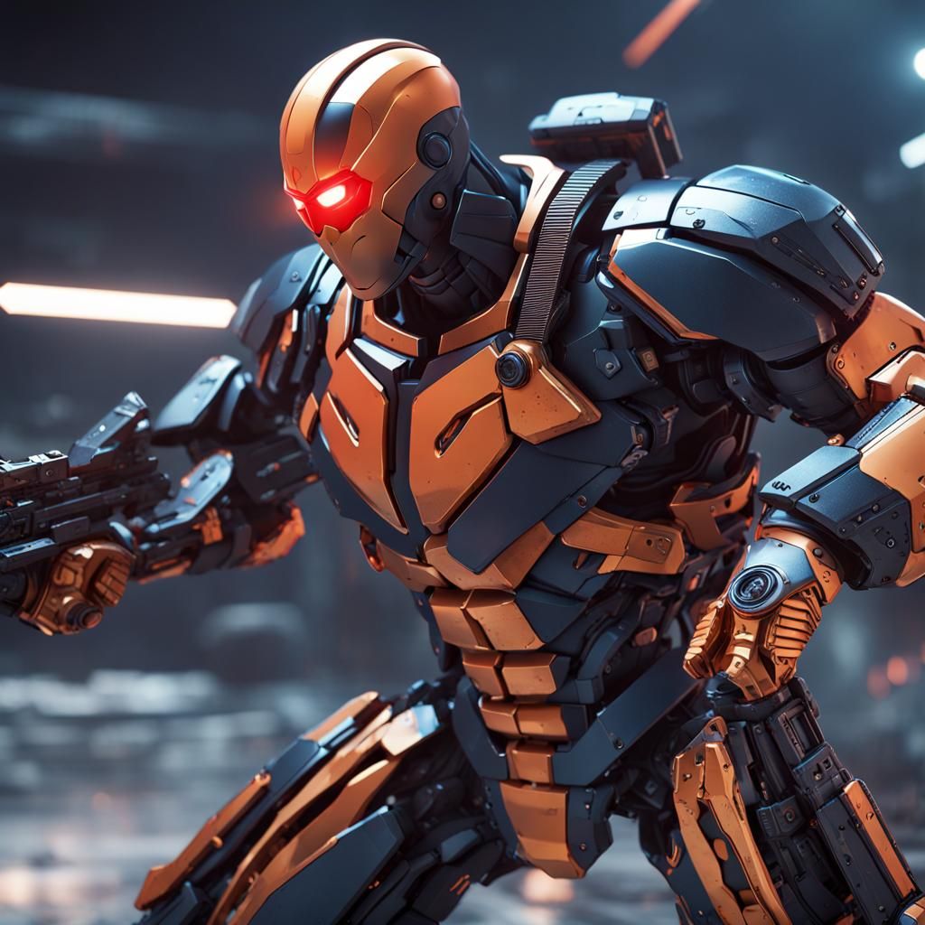 Epic Sci-Fi Battle Scene with Polished Metal Details