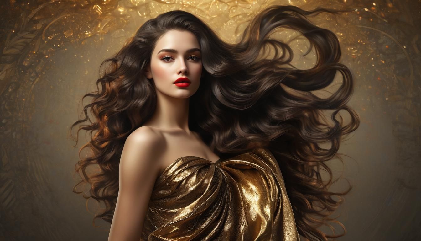 Confident Woman with Red Lipstick in Digital Art