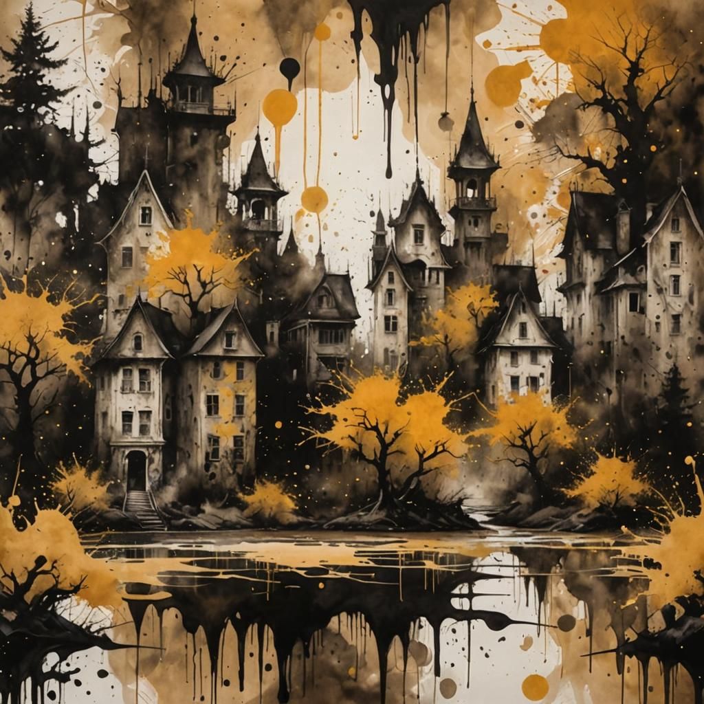 Ink Splatter Art: Symmetric Wet Ink Design