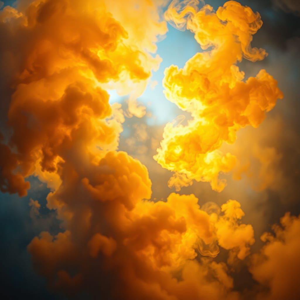 Surreal Landscape of Blazing Orange and Fiery Yellow Vapor