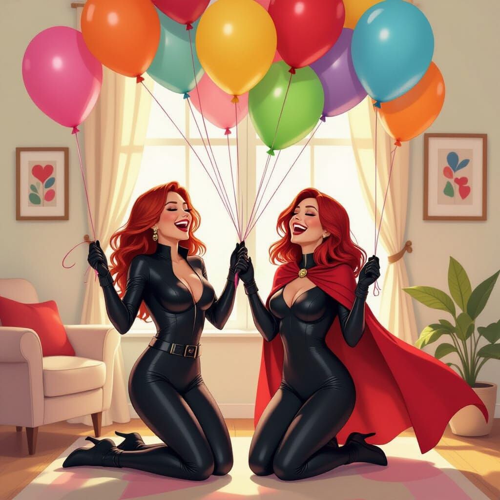 Black Widow and Scarlet Witch's Whimsical Balloon Party