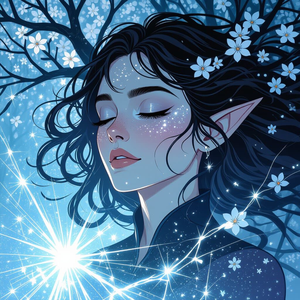 Tiefling Dissolving into Mist: A Digital Art Portrait