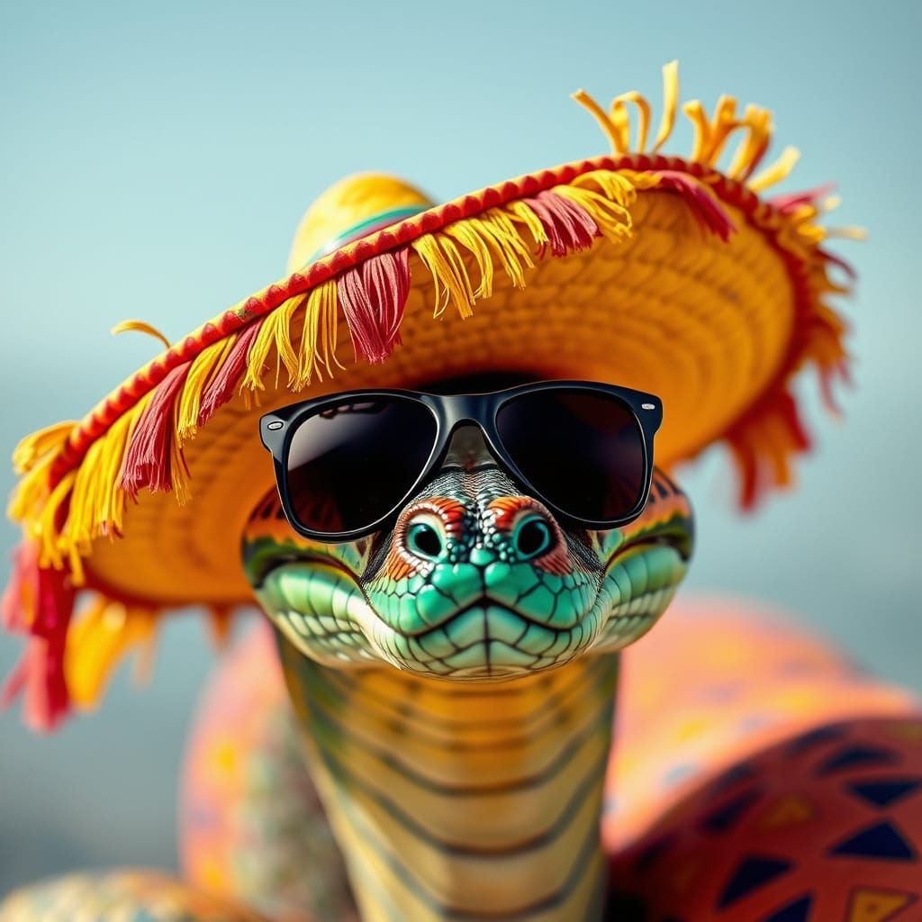 Sombrero Snake with Sunglasses in Photorealistic Style