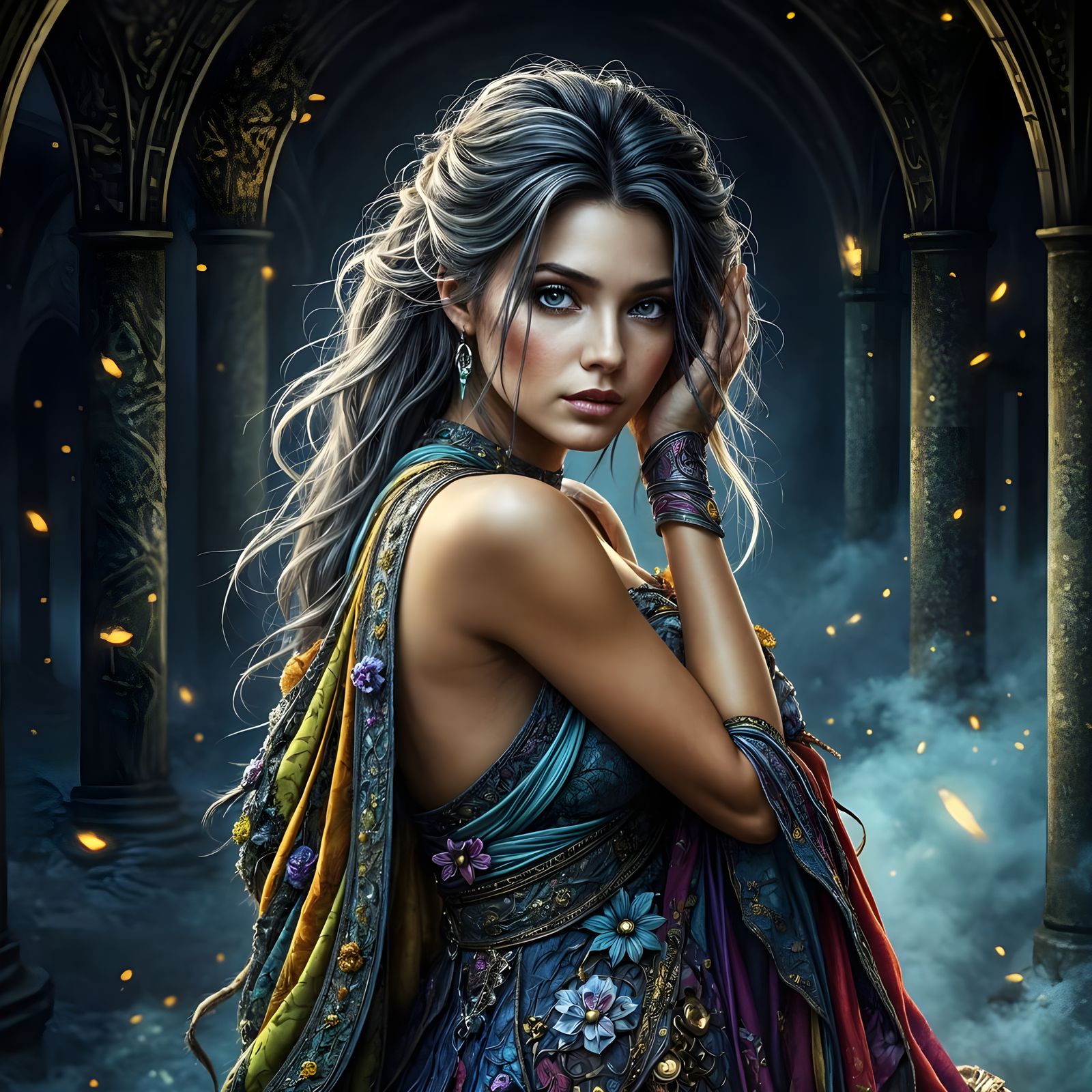 Beautiful Woman in Dark Fantasy Style