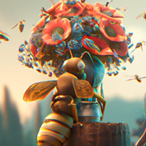 Detailed Bee Bouquet in Fantasy Concept Art