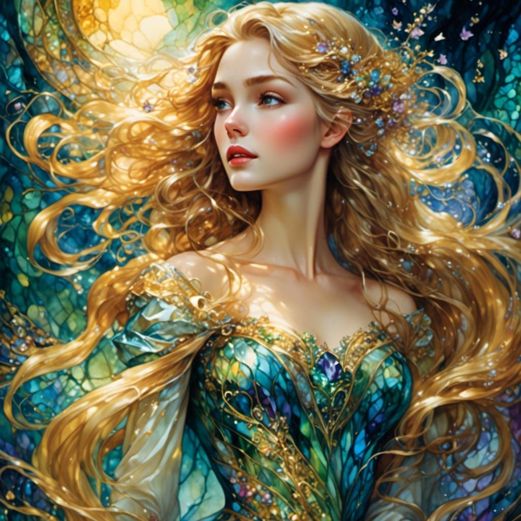 Fantasy Hair in Stormwind: Alcohol Ink Art