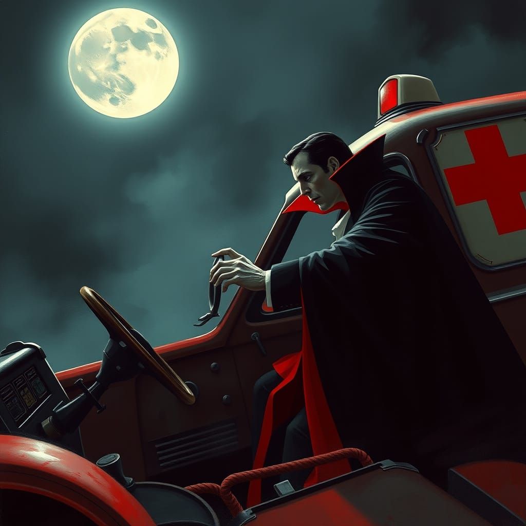 Dark Lord Drives the Bloodmobile Through a Gothic Night