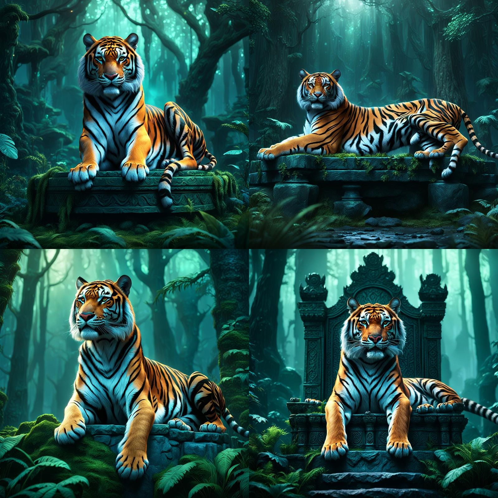 Tigress on Forest Throne: Digital Matte Painting