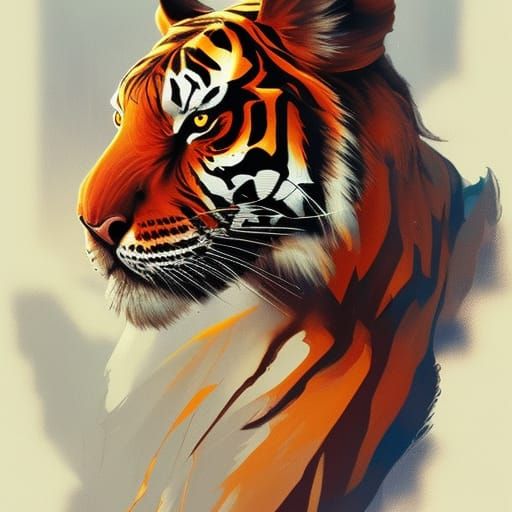 Fiery Tiger Portrait in Hyperdetailed Digital Art