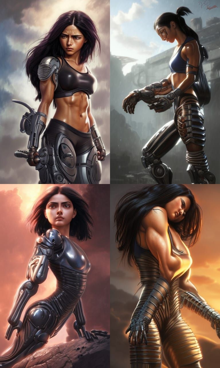 Alita Battle Angel Portrait in Hyperdetailed Splash Art