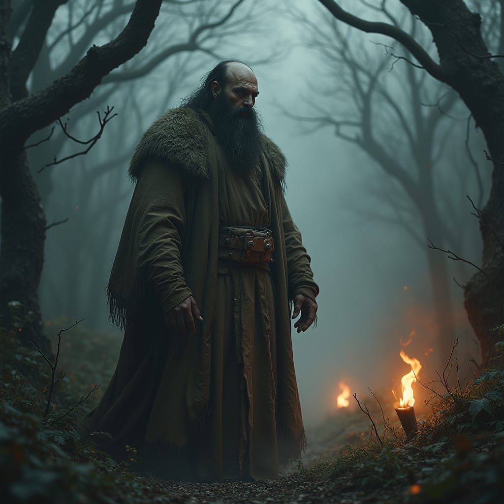 Gothic Figure in a Haunting Forest