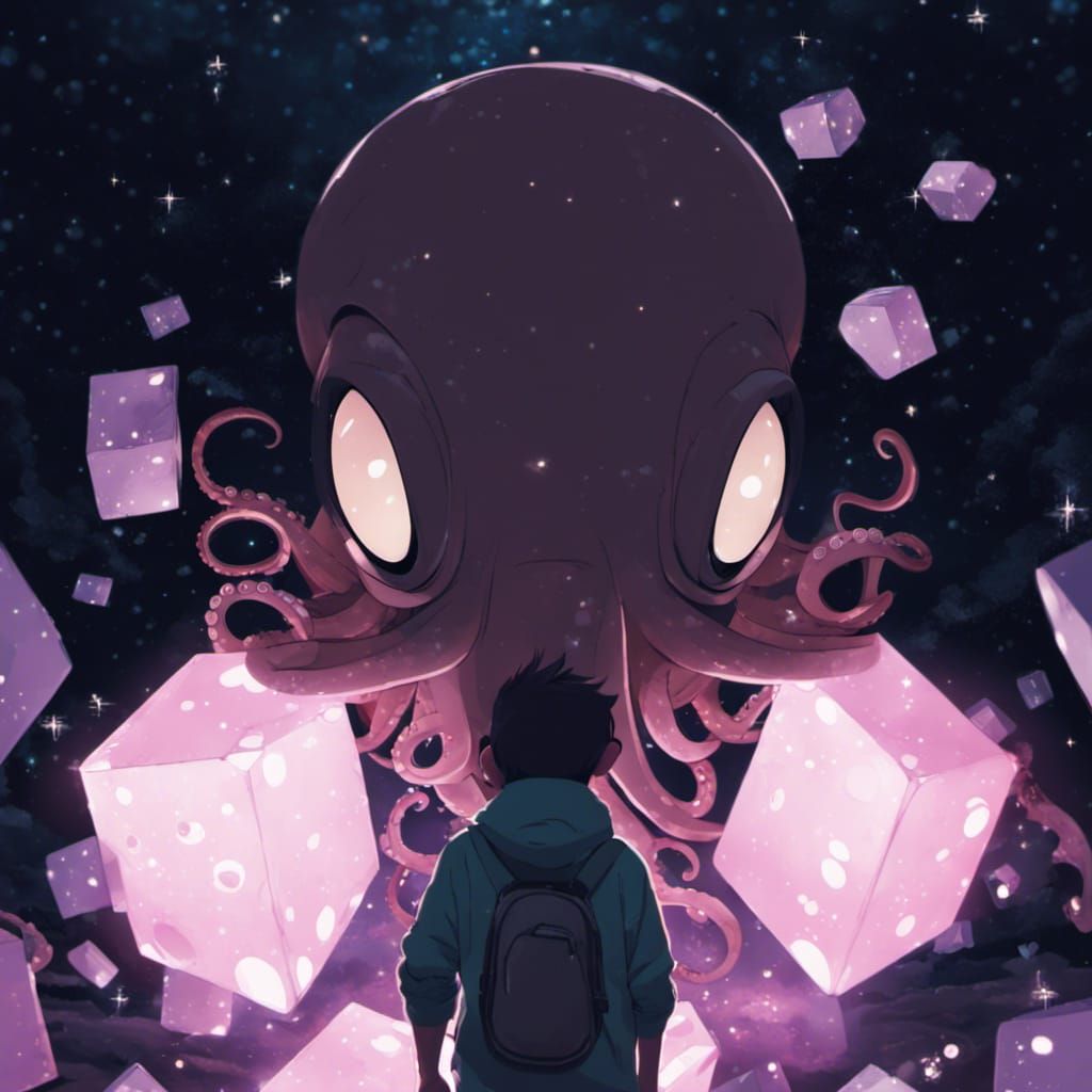 Anthropomorphic Octopus Portrait in Anime Style