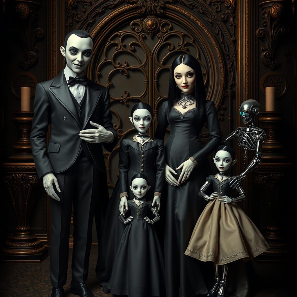 The Addams Family as Androids in Victorian Era