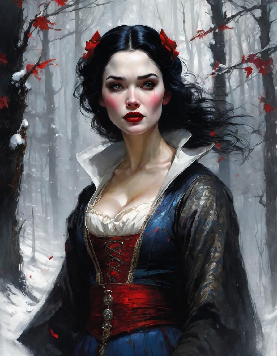 Vampire Snow White: Fantastical Detailed Portrait