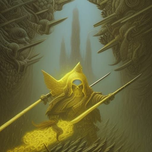 Fantasy Art Logo: Swords and Axes in Surreal Style