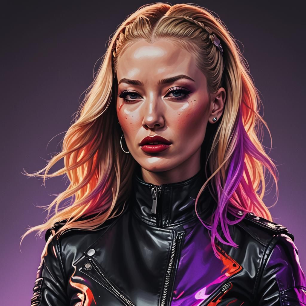 Furious Woman in Armor: Digital Portrait in High Detail