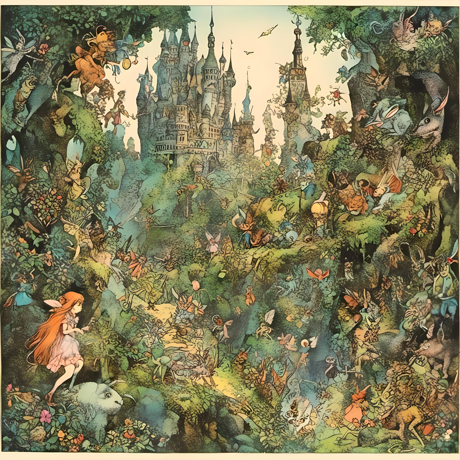 Magic Fairy Tale Forest in Dark Fantasy Style