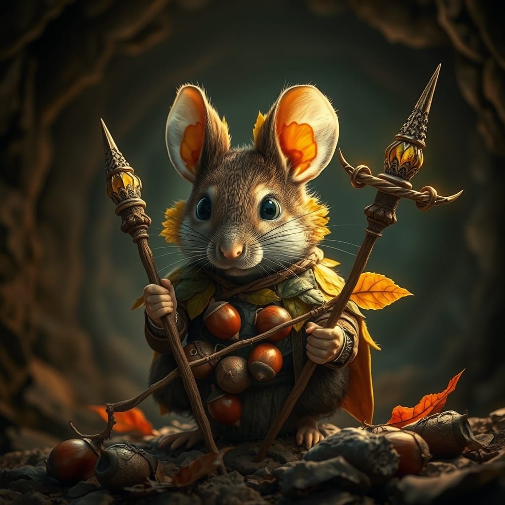 Tiny Mouse Warrior in Art Nouveau Armor