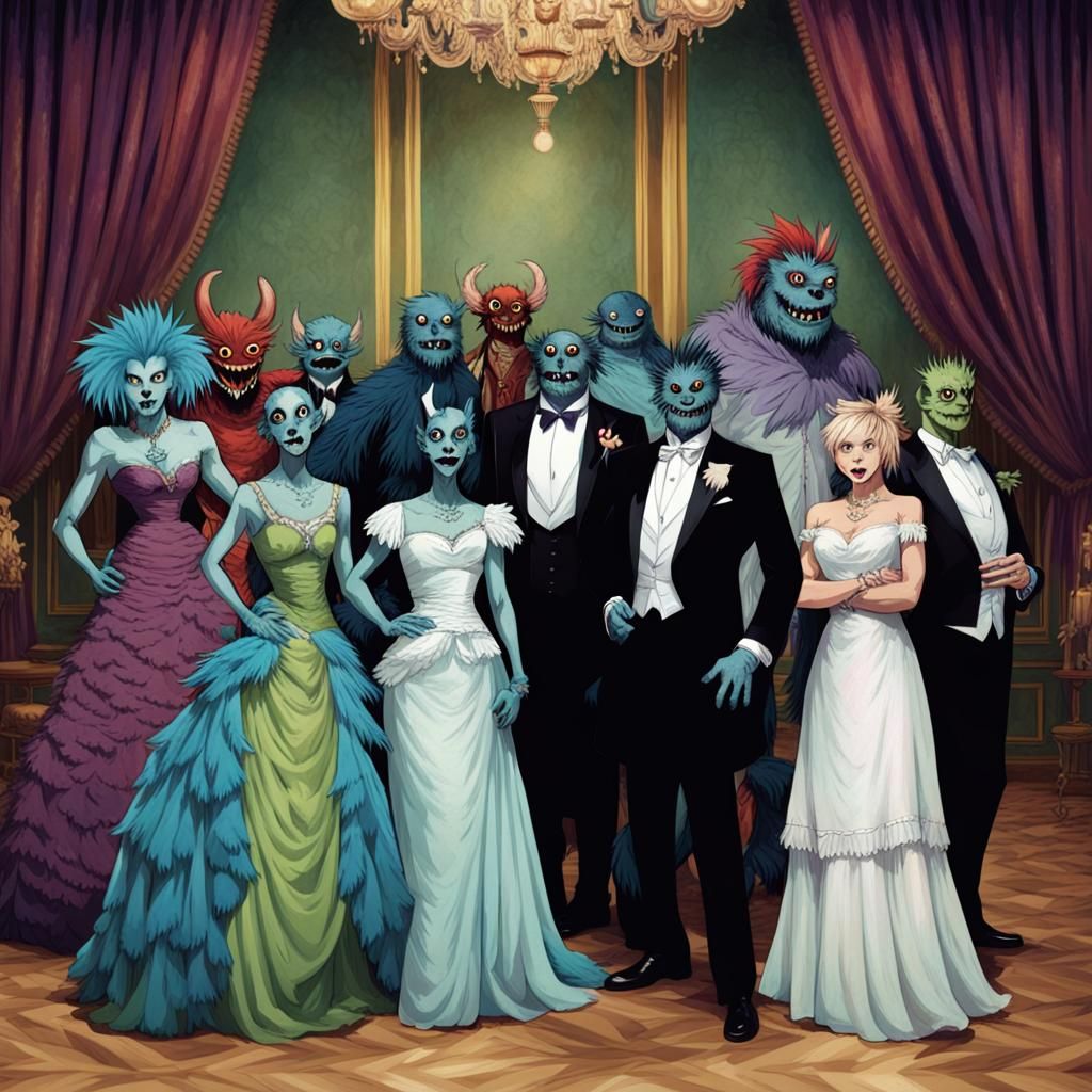 Monsters in Formal Dress at a Ball