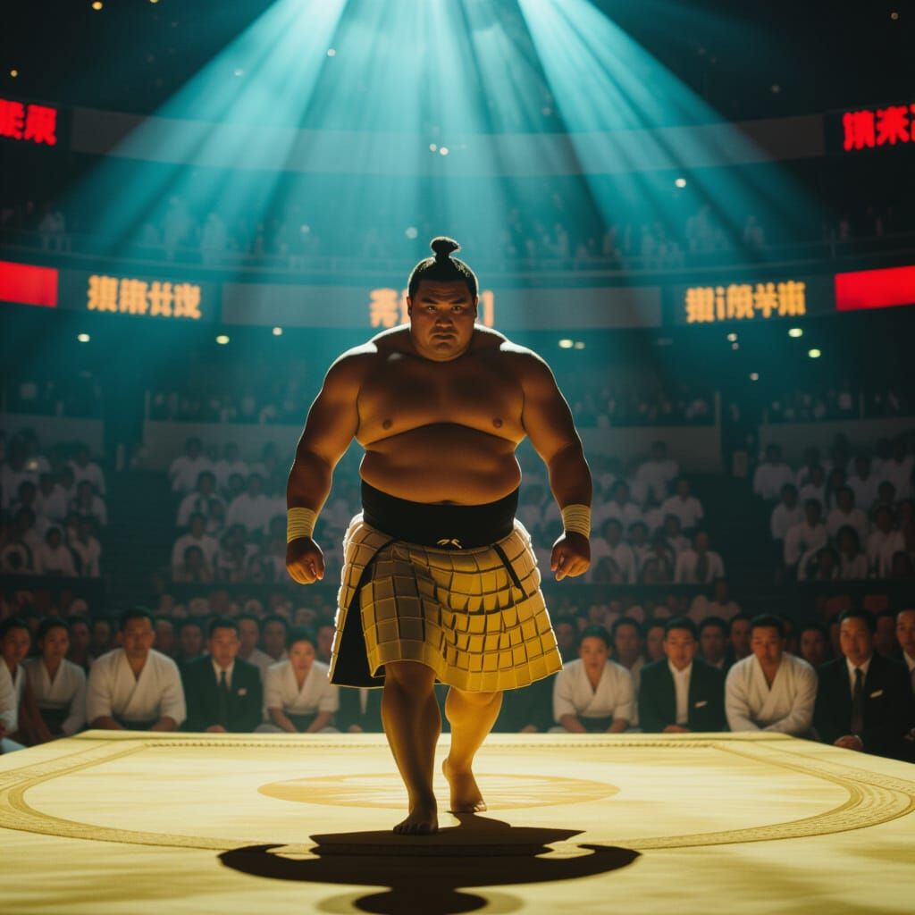 Cinematic Sumo Wrestler in Atmospheric Lighting