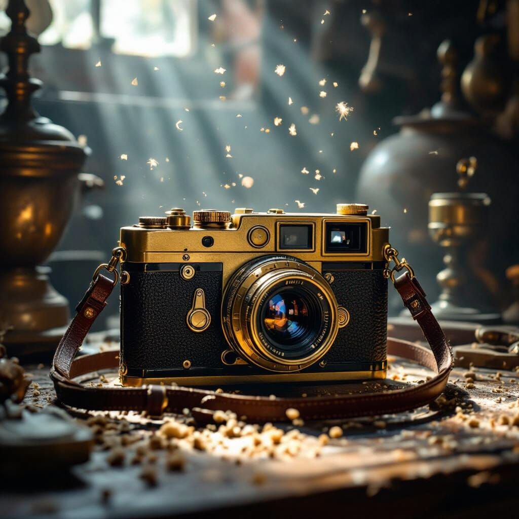 Vintage Camera in Dusty Antique Shop, 8K Realism