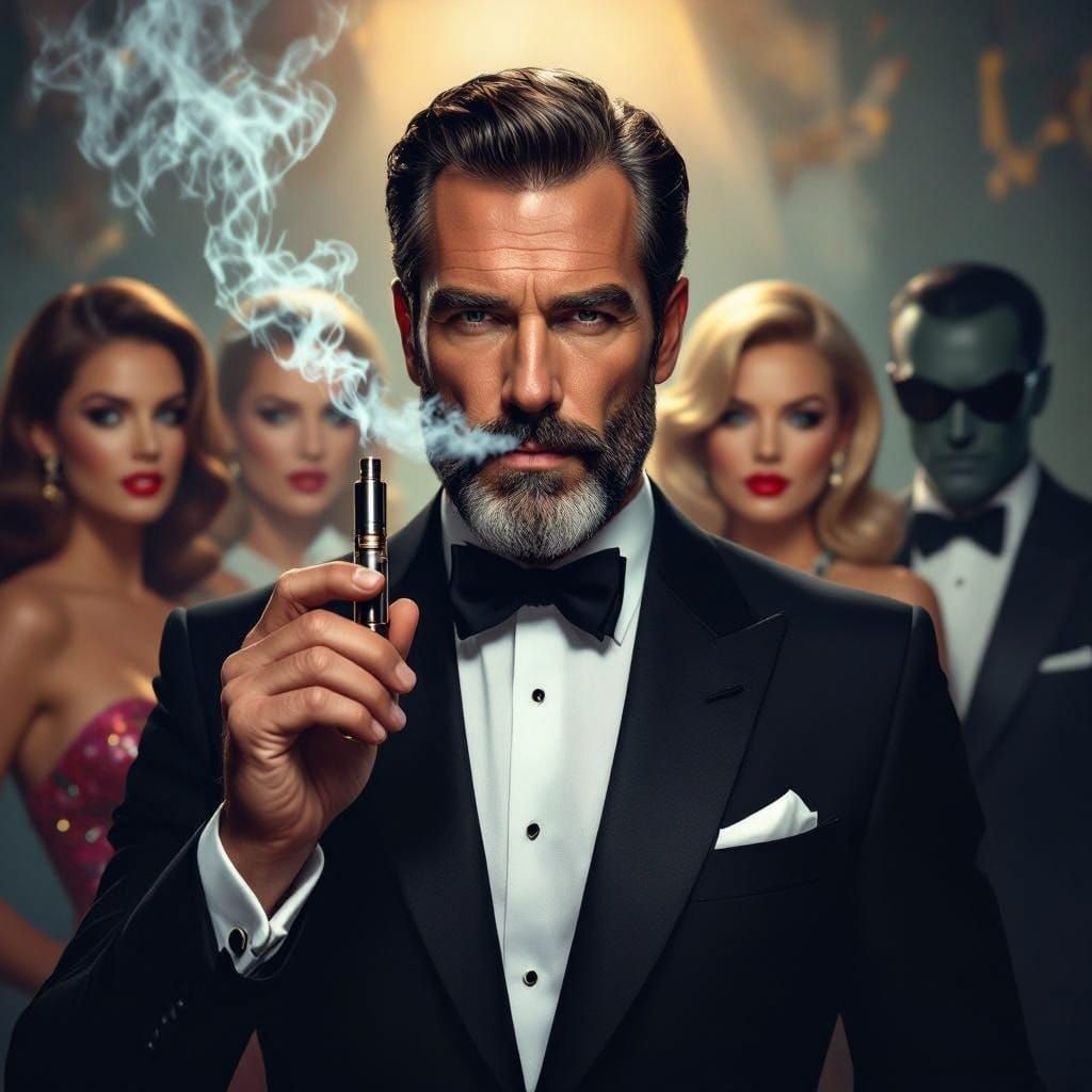 Suave Secret Agent in a 1970s-Inspired Hyperrealistic Portra...