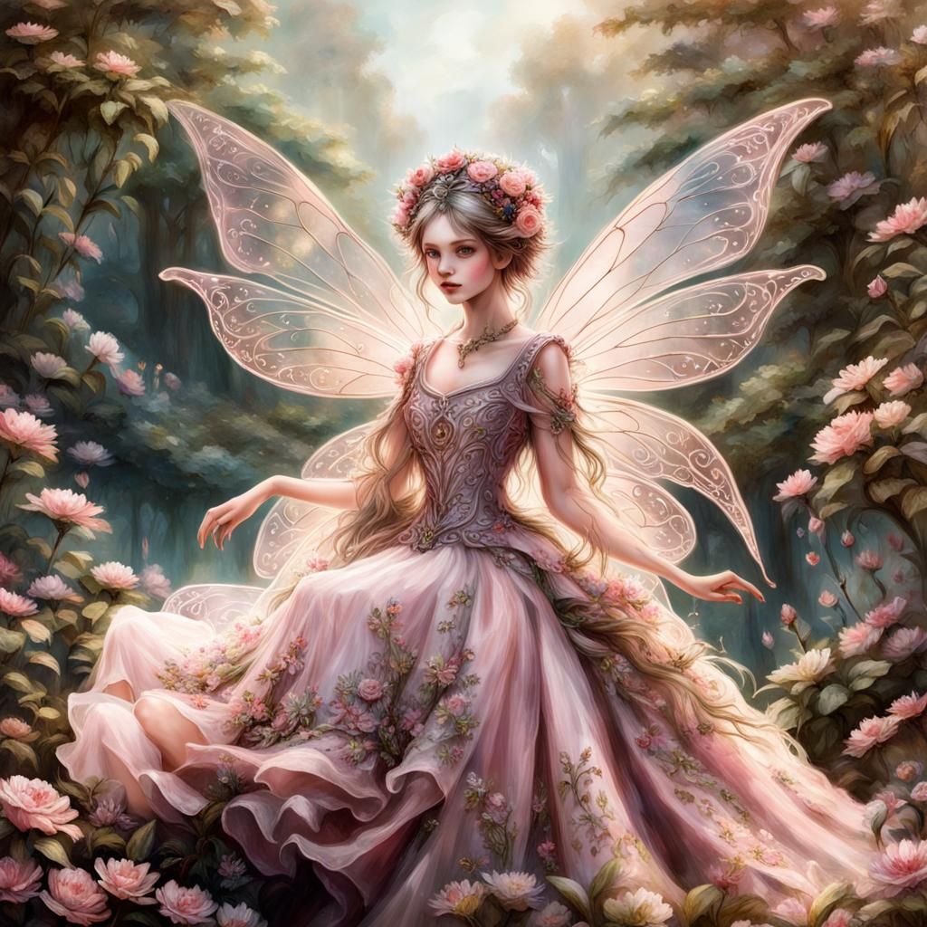 Ethereal Fairy Child on Giant Hand, Digital Painting