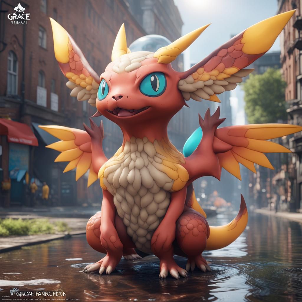 Grace as Real-Life Pokemon Panchem: Detailed Digital Art