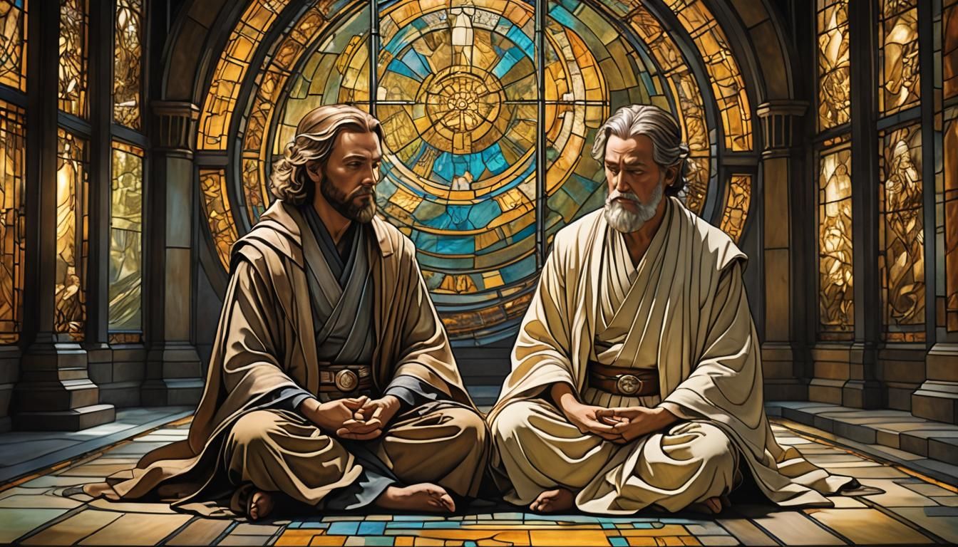 Jedi in Stained Glass Style of Louis Comfort Tiffany