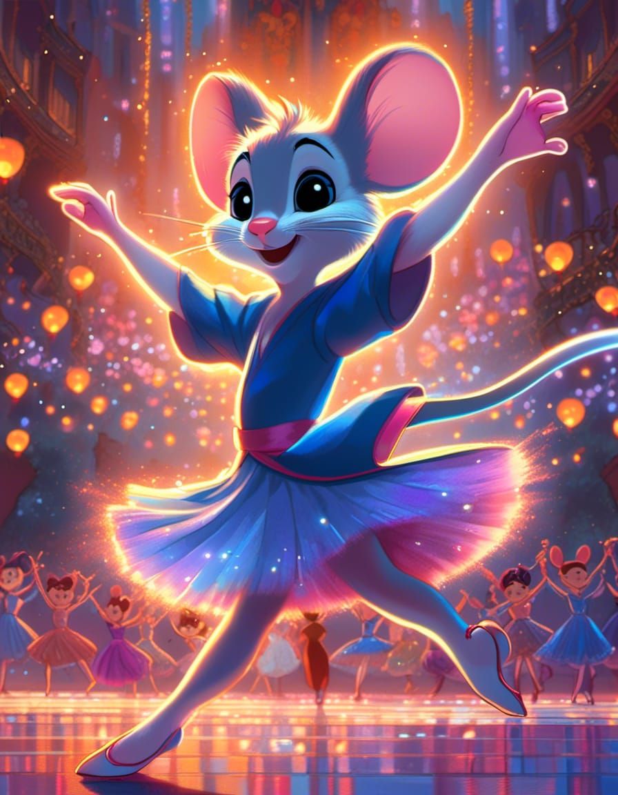 Adorable Fancy Mouse Ballerina in Anime Style