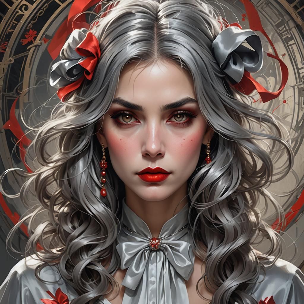 Glamorous Woman with Smoky Eyes in Art Nouveau Style