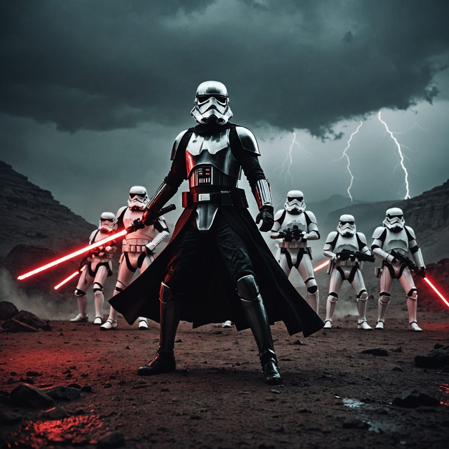 Sith Lord Battles Stormtroopers with Force Lightning