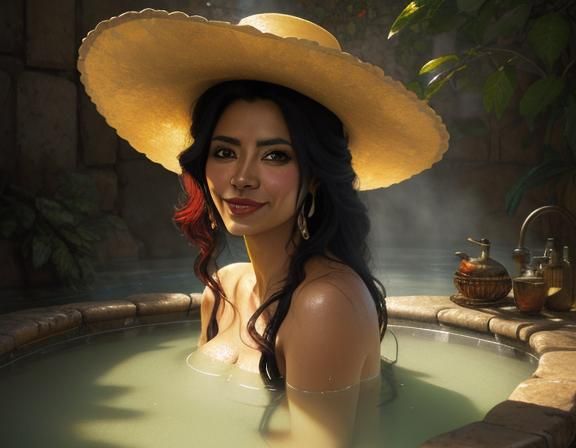 Happy Mexican Woman Portrait in Fantasy Style