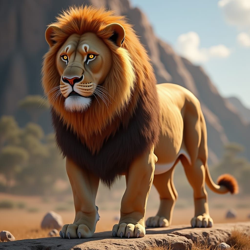 Majestic Lion in Detailed Matte Painting Style