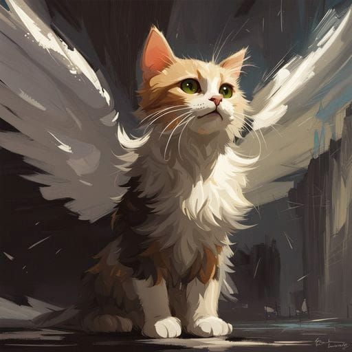 Surreal Cat Bird Hybrid Creature