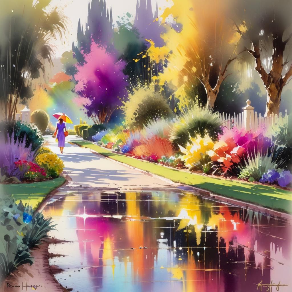 Rainbow Reflections in Gouache Watercolor Painting