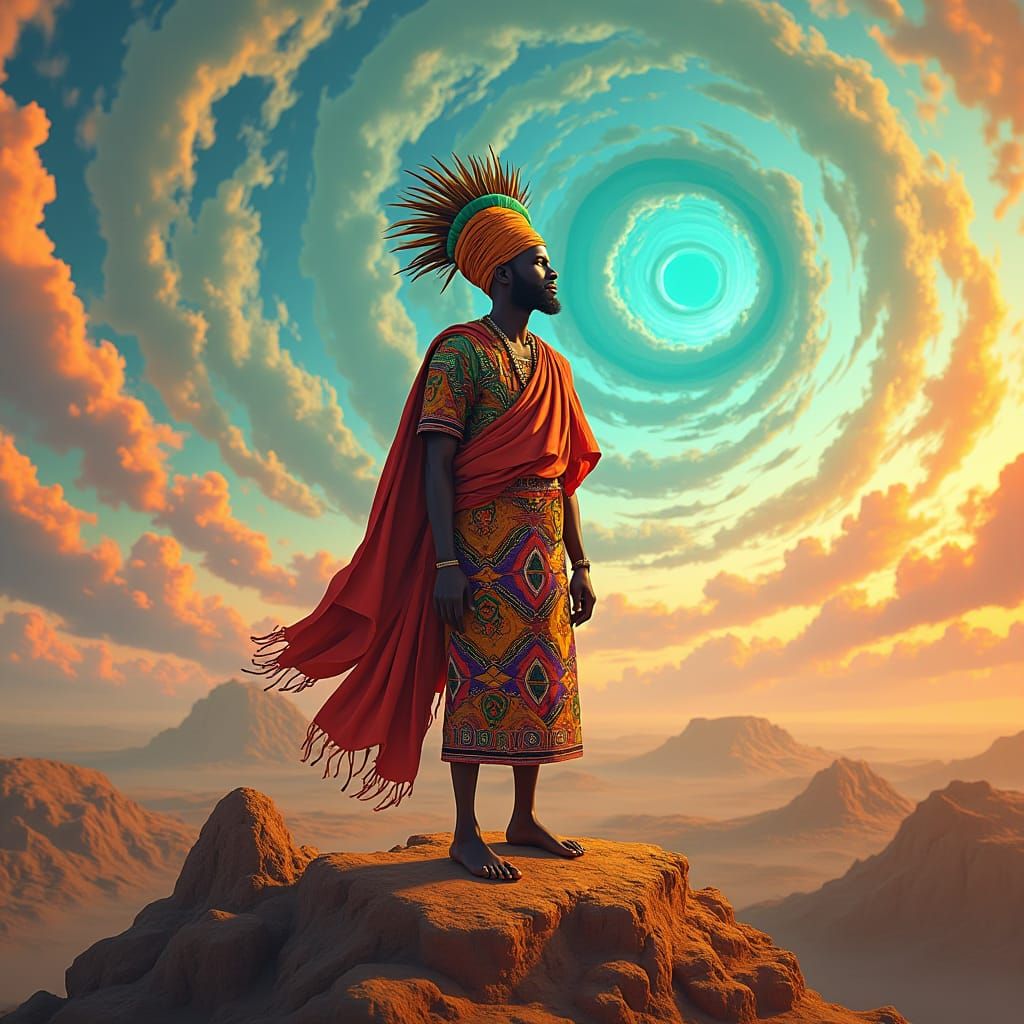 African Leader in Traditional Attire: 3D Animation