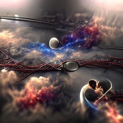 Intertwined Souls: A Cosmic Matte Painting