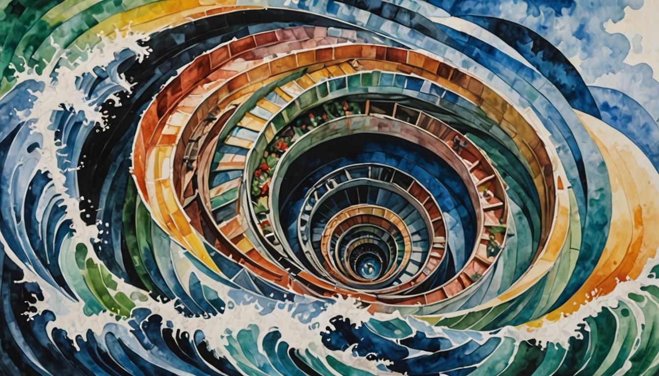 Vorticist Seascape: Spiraling into the Abyss