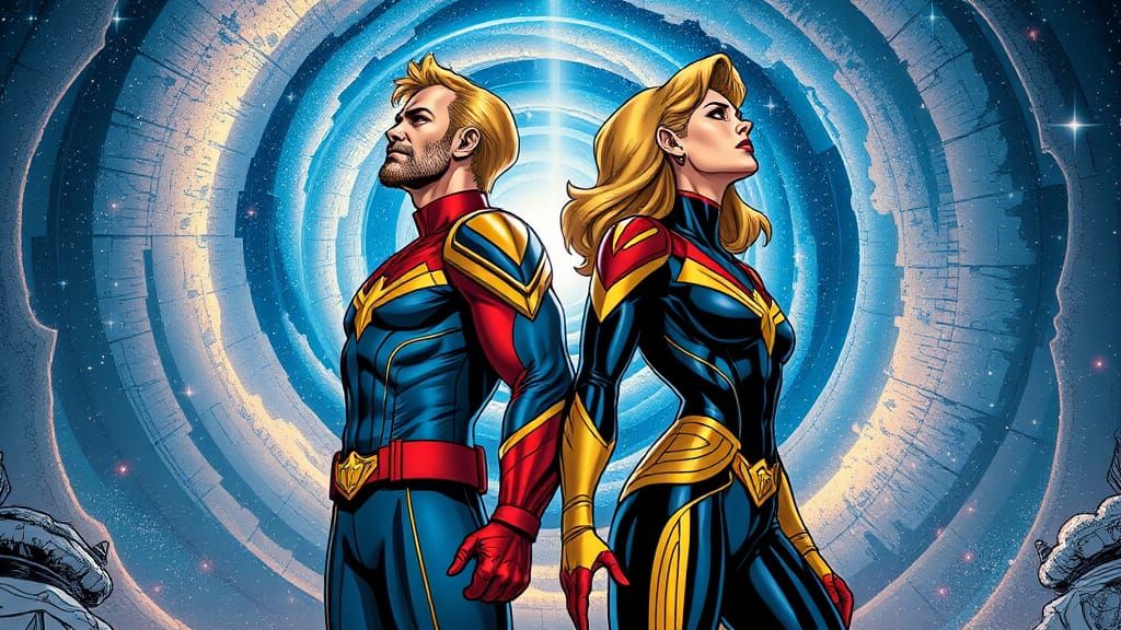 Marvel's Captain Marvels in Comic Book Style