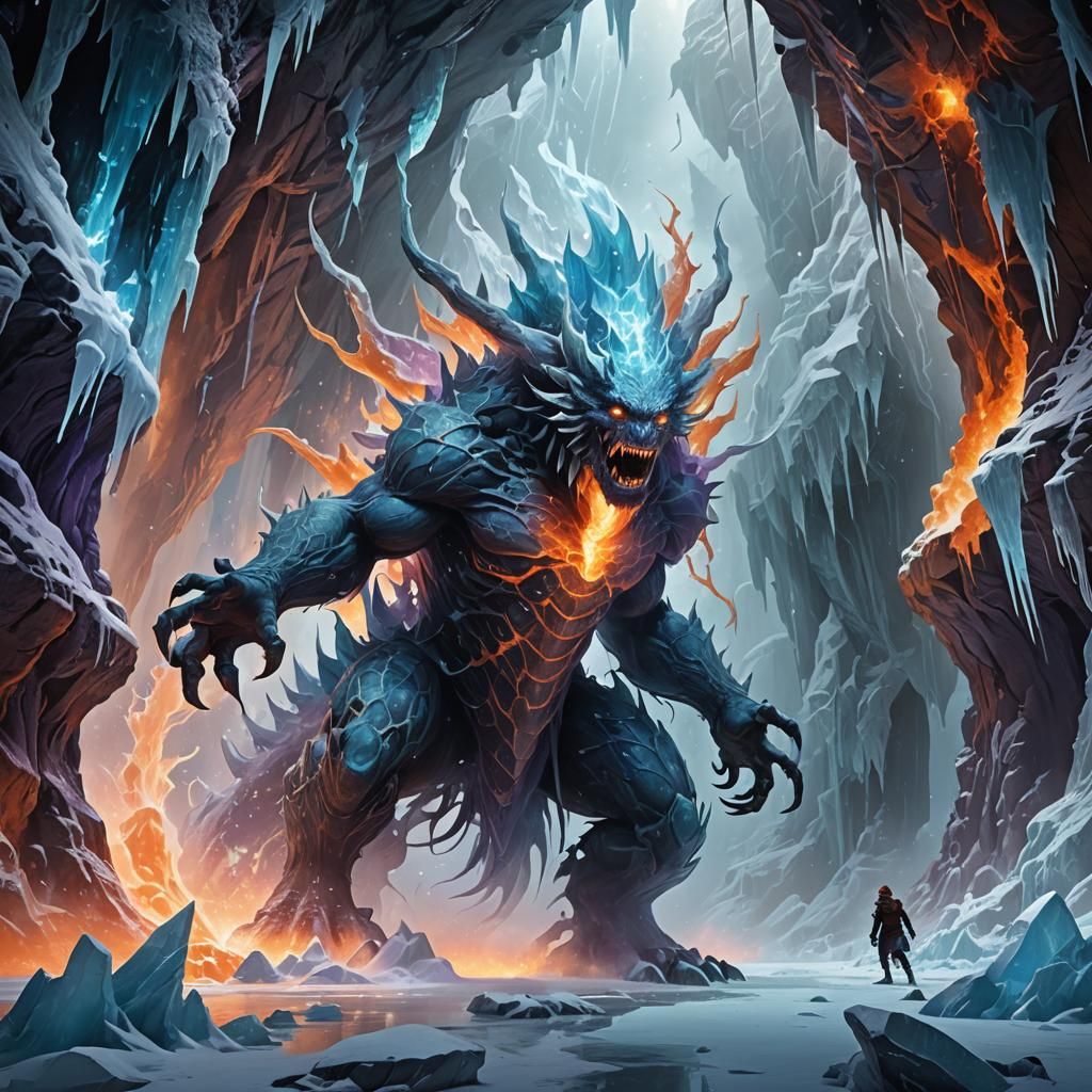 Icy Glasher Monster Shatters Frozen Cavern