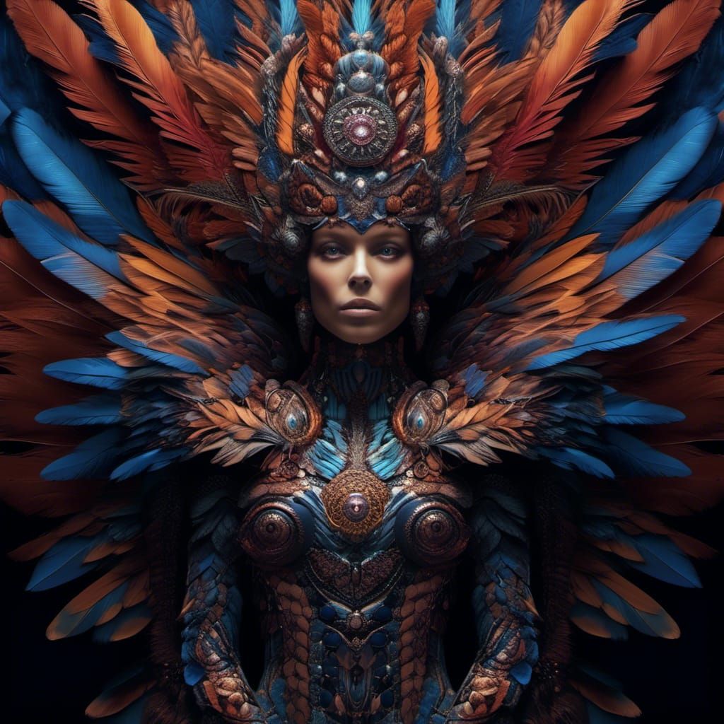 Feathered Humanoid: Detailed Matte Painting