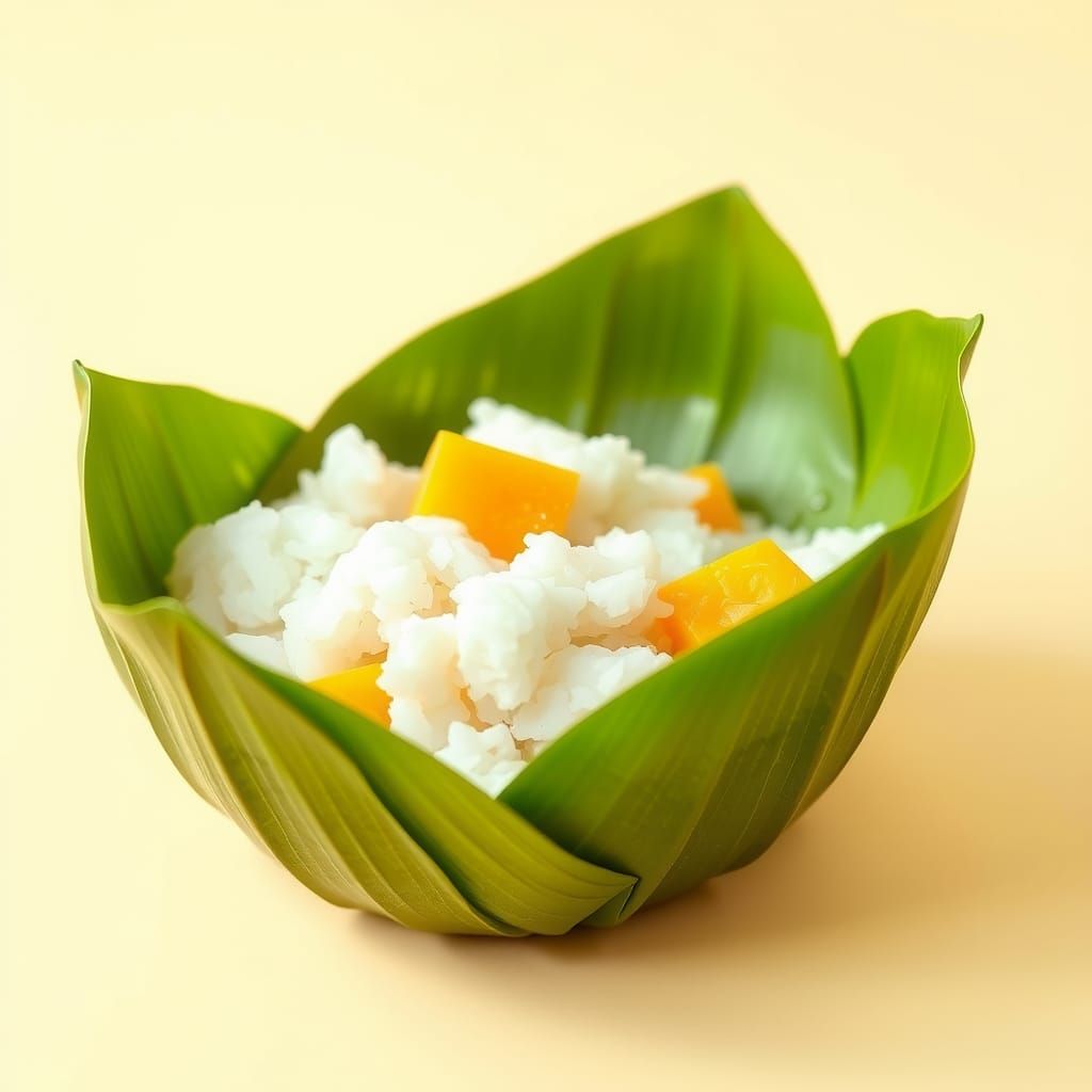Banana Leaf Bowl with Mango Sticky Rice
