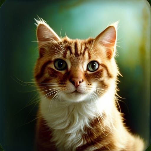 Cute Cat Portrait in Deep Color Photography Style