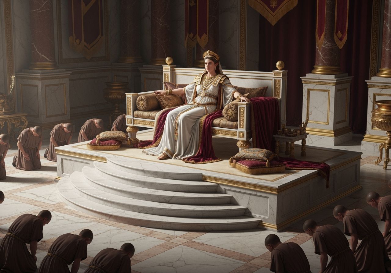 Majestic Roman Empress in Imperial Palace Throne Room