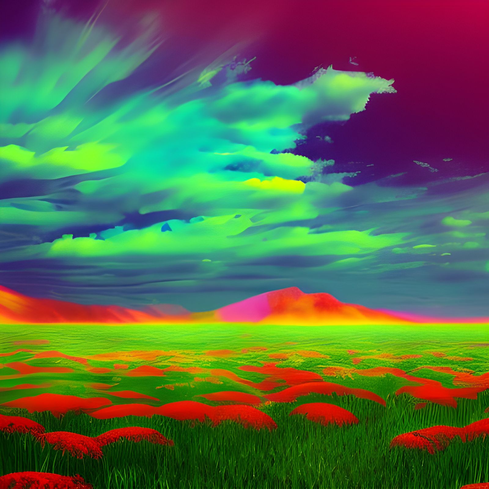 Neon Weed Field in Detailed Matte Painting