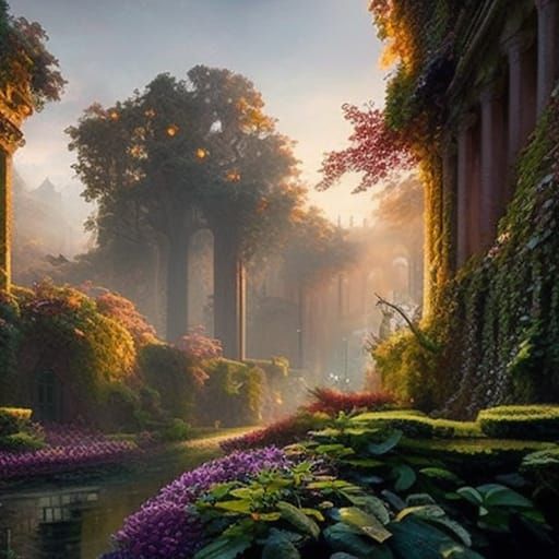Enchanting Secret Garden in Dark Fantasy Style