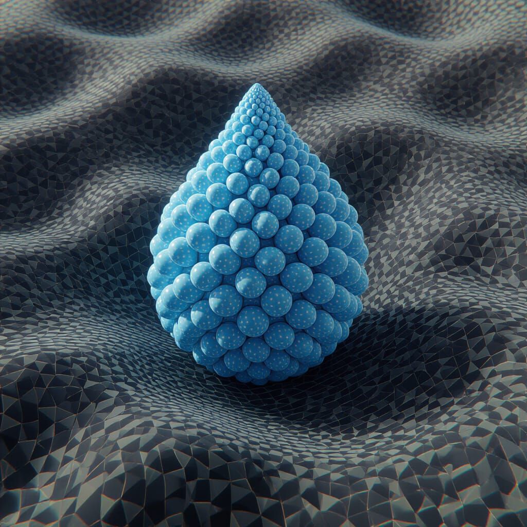 Turbulent Fluid Droplet 3D Render with Complex Equations